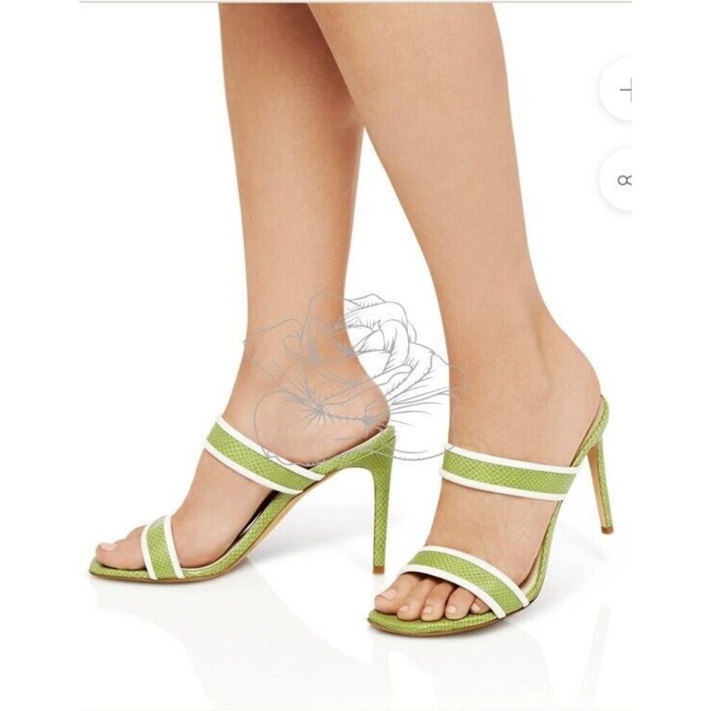 NEW PROTA FIORI ZEBRA CYPRESS Apple Skin Shoes Sandals Mules 38 US 8 GREEN/WHITE